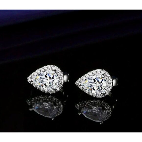 Sterling Silver Pear Drop Earrings - Picture 4 of 5